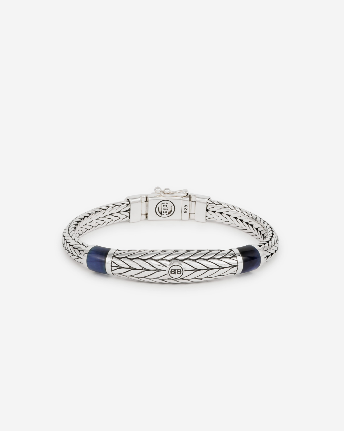 J152 C+ - Ellen XS Stone Bracelet Silver Tigereye Navy