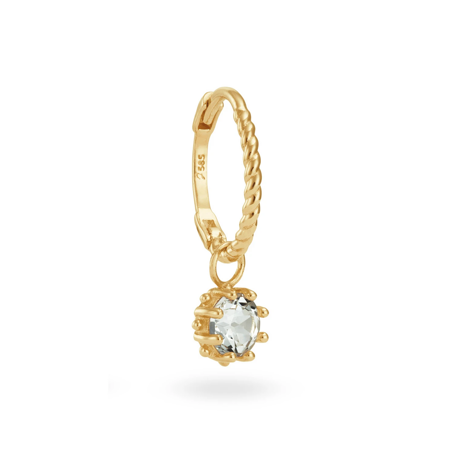 Jackie Kruger White Topaz Single Hoop 585