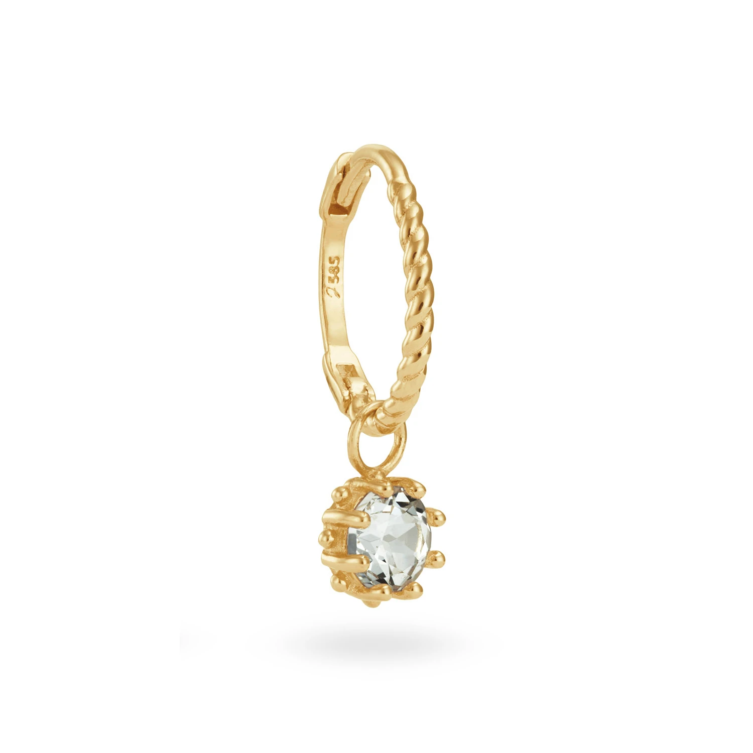 Jackie Kruger White Topaz Single Hoop 585