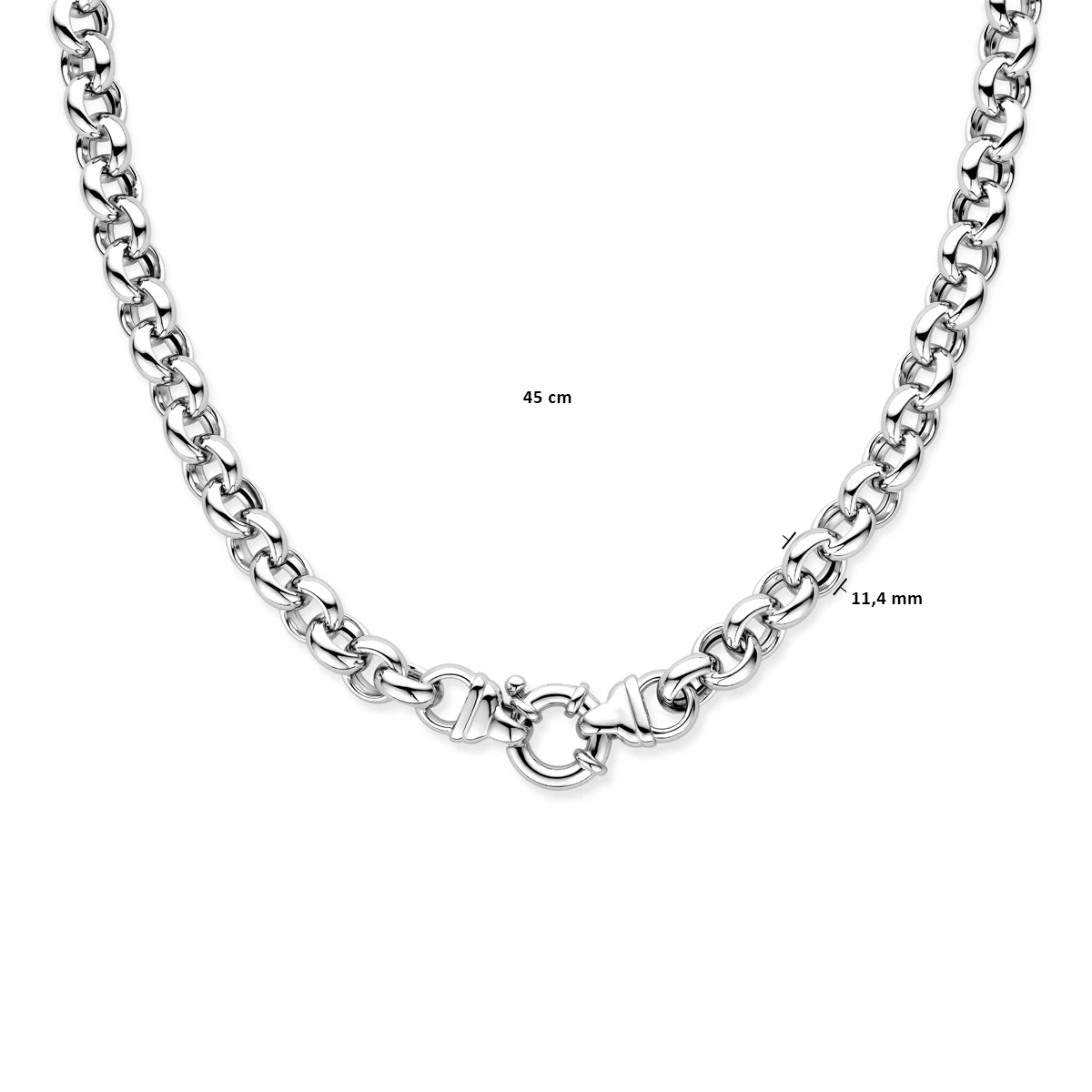 jasseron 11,5 mm met groot veerslot zilver gerhodineerd
