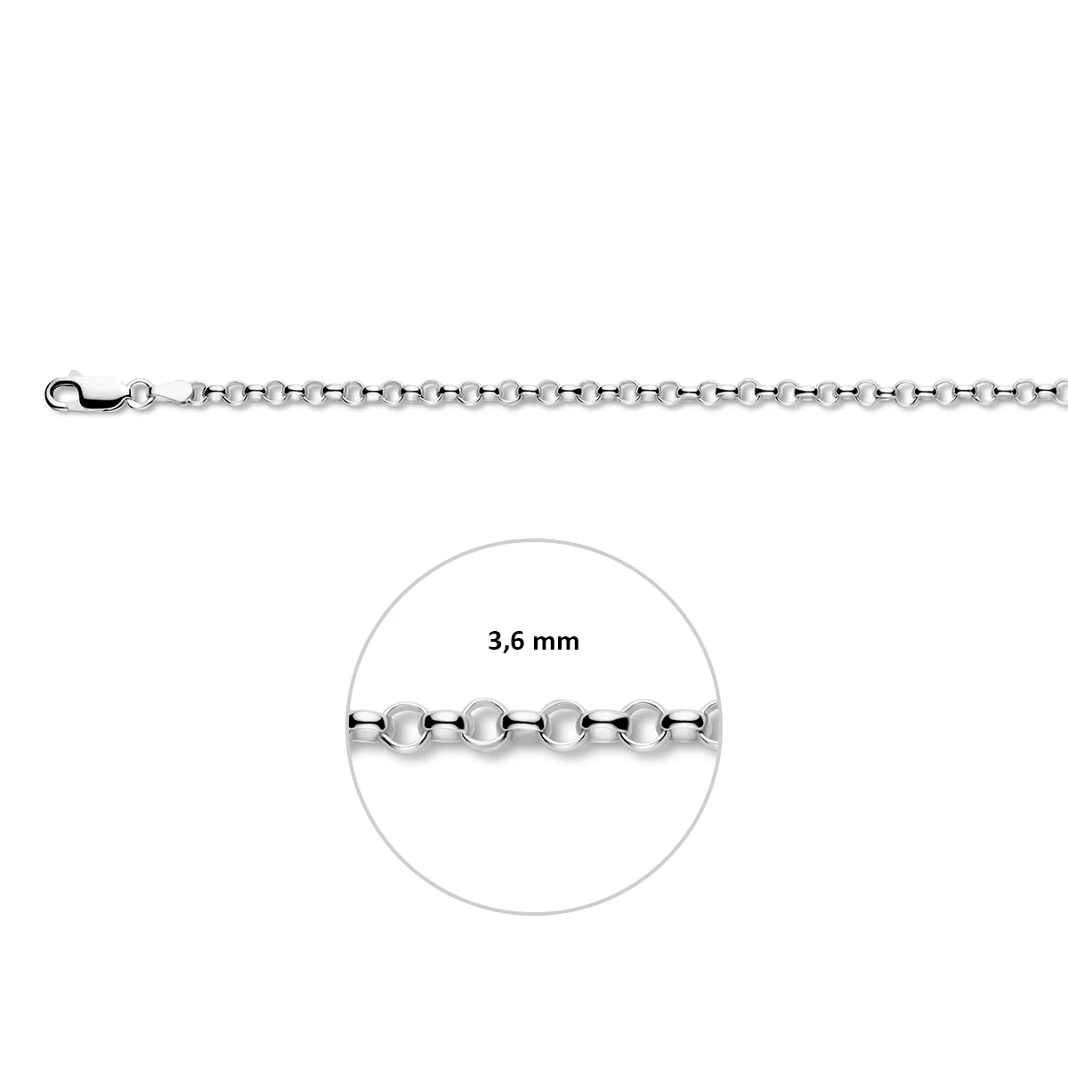 jasseron 3,6 mm zilver gerhodineerd