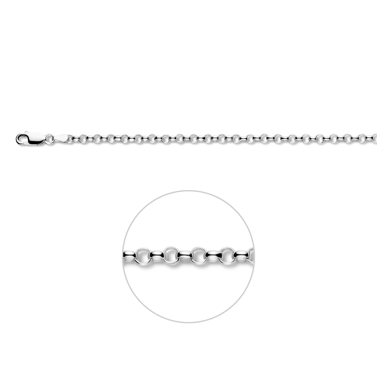 jasseron 3,6 mm zilver gerhodineerd