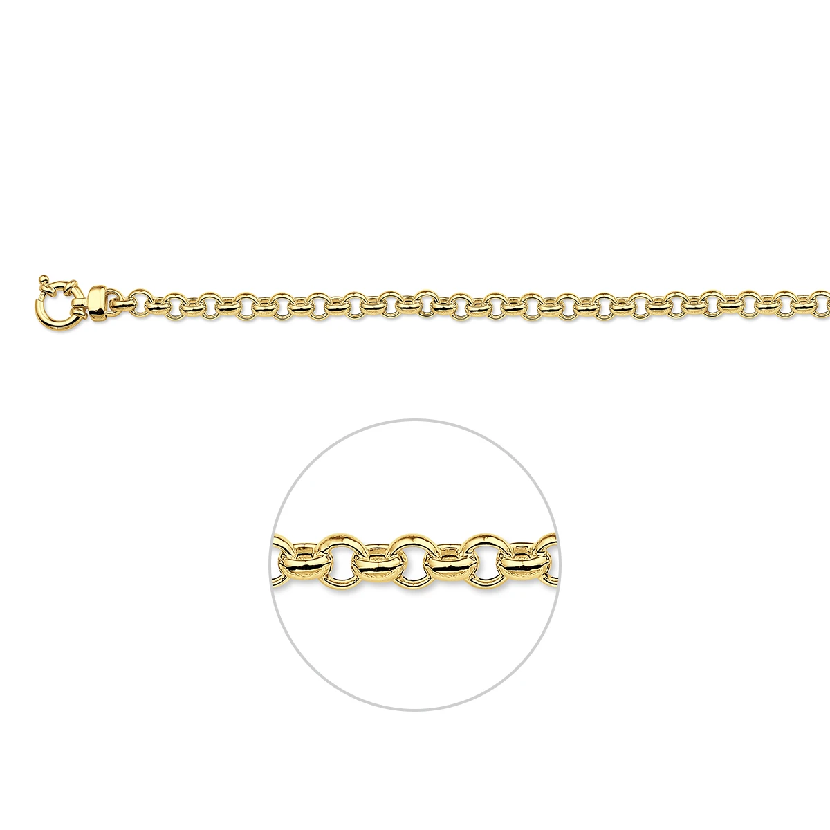 jasseron 5 mm met groot veerslot 14K geelgoud