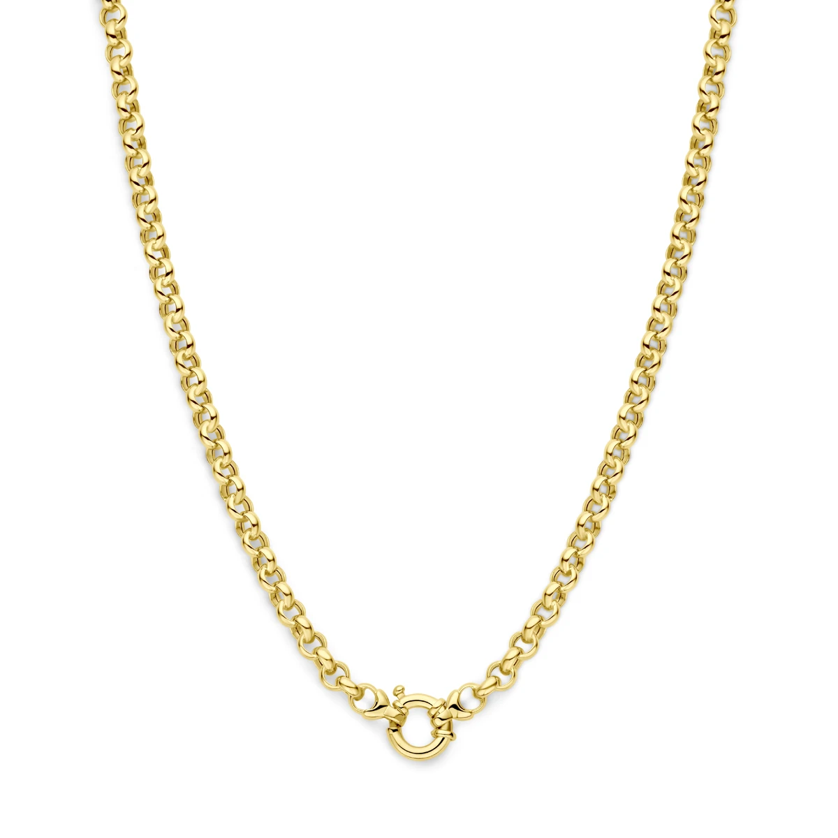 jasseron 5 mm met groot veerslot 14K geelgoud