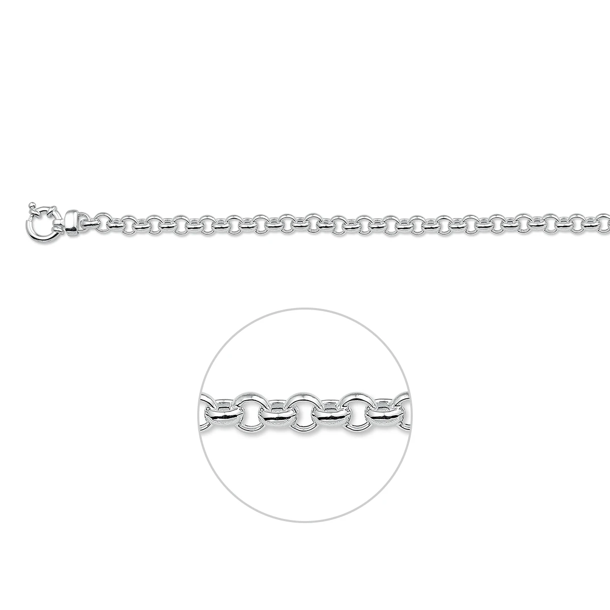 jasseron 5,5 mm met groot veerslot zilver wit