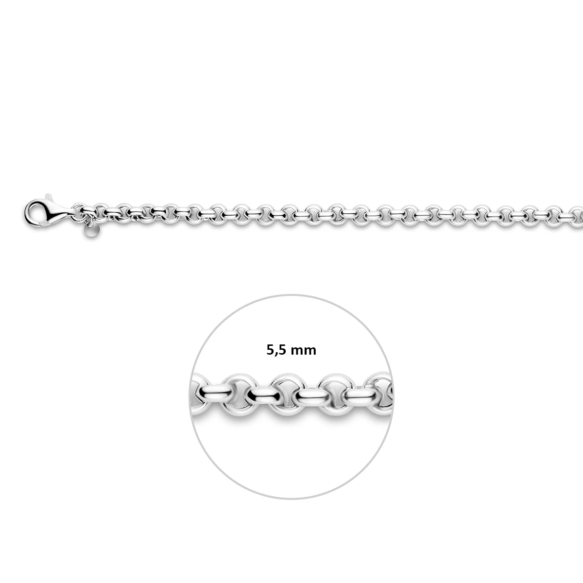jasseron 5,5 mm zilver gerhodineerd