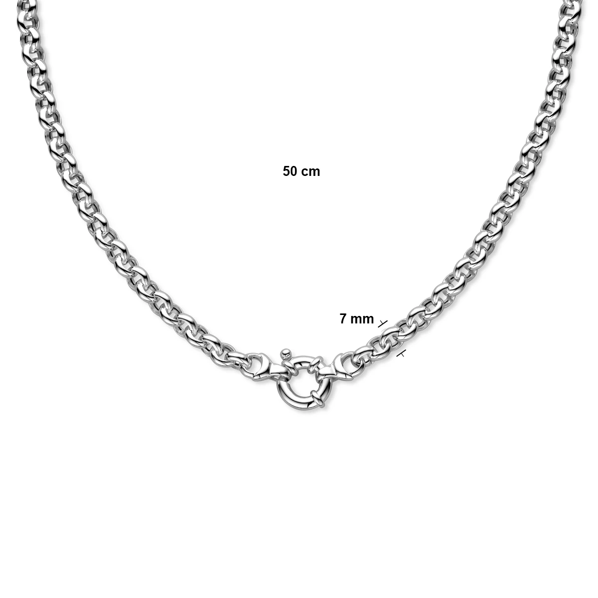 jasseron 7 mm met groot veerslot zilver wit