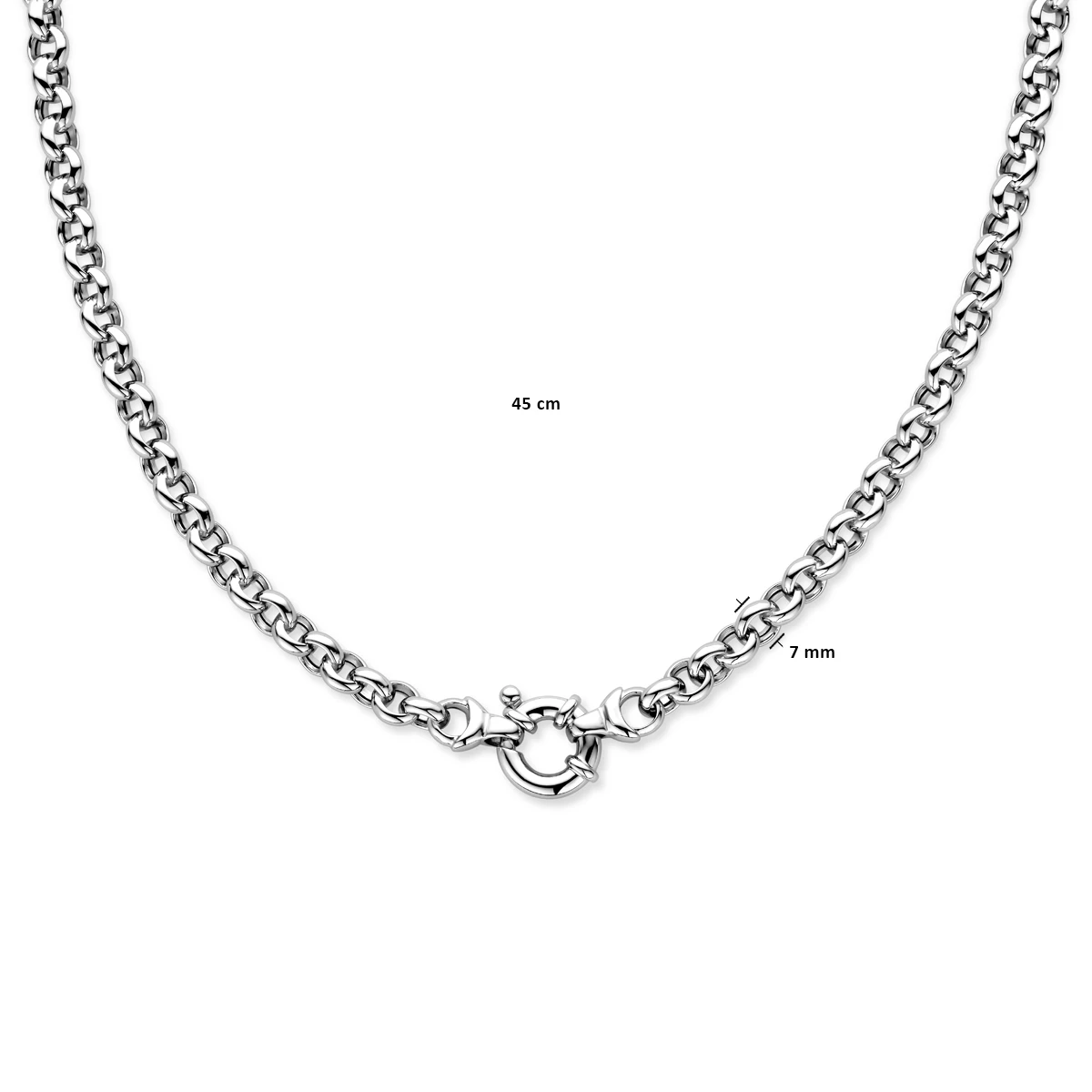 jasseron 7,0 mm met groot veerslot zilver gerhodineerd
