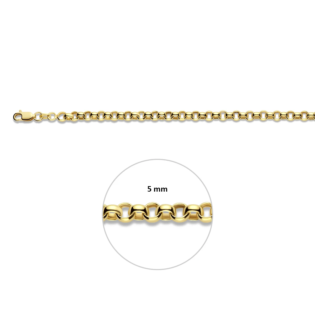 armband jasseron massief 5,0 mm silgold (geel met zilverkern)