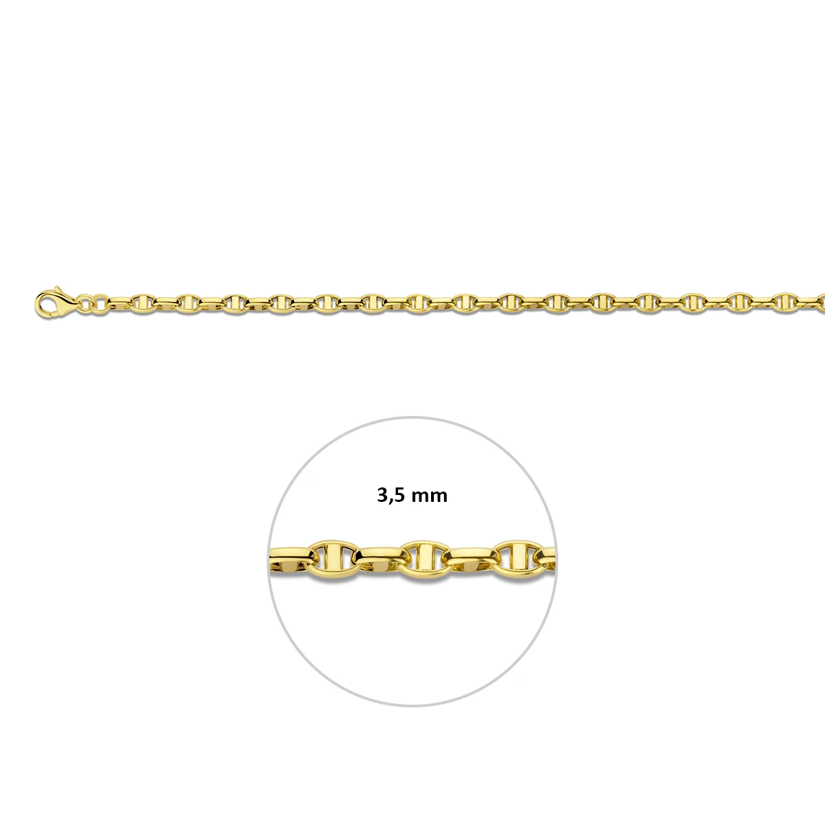 jasseron ovaal met balkje 3,5 mm 14K geelgoud