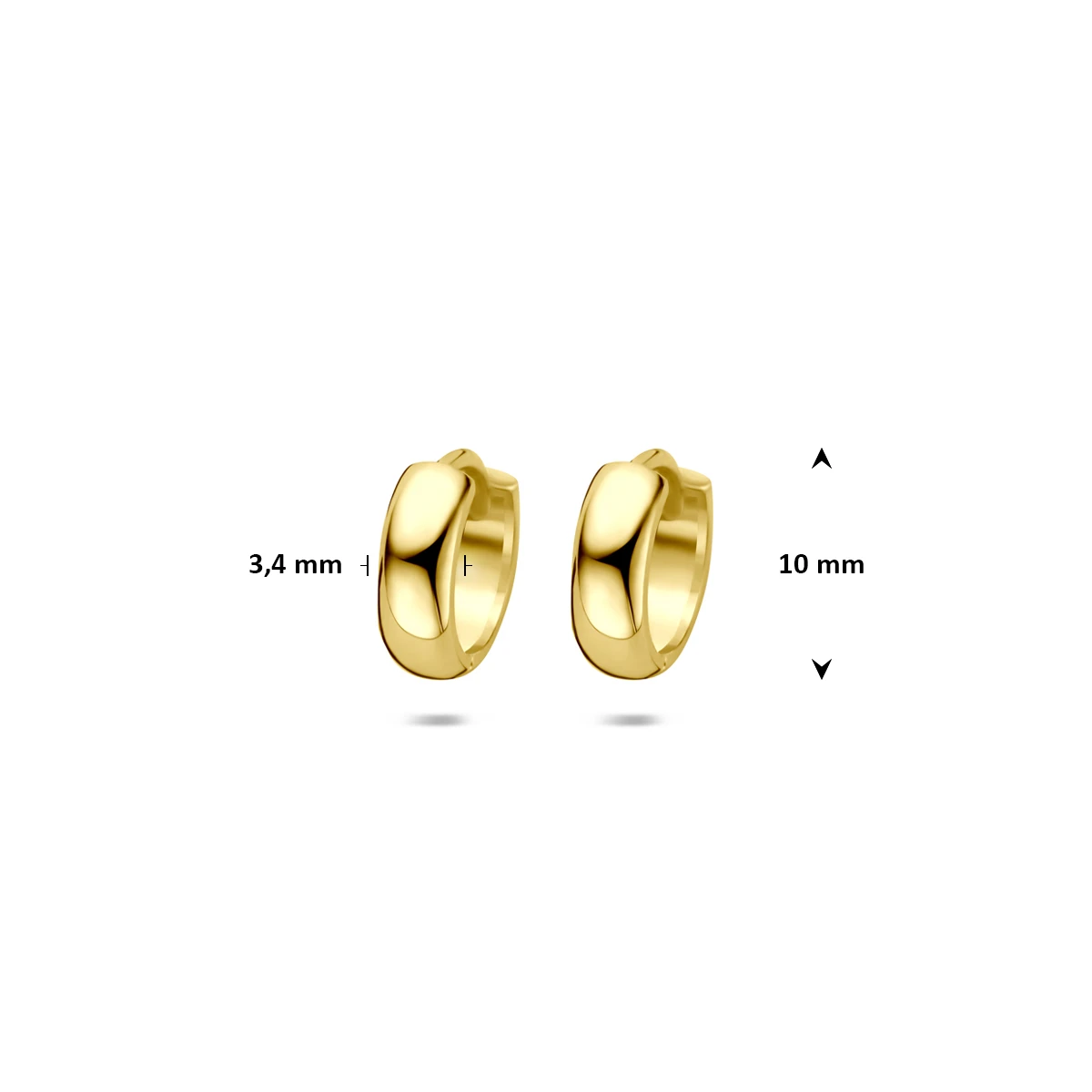 klapoorringen 10 mm 14K geelgoud