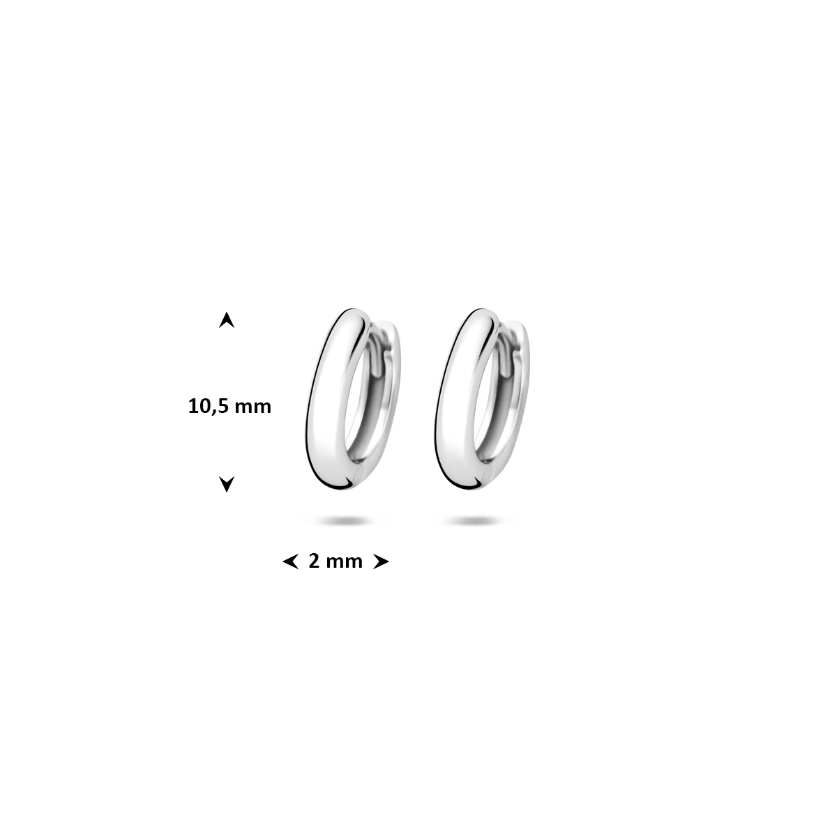 klapoorringen 10,5 mm zilver gerhodineerd