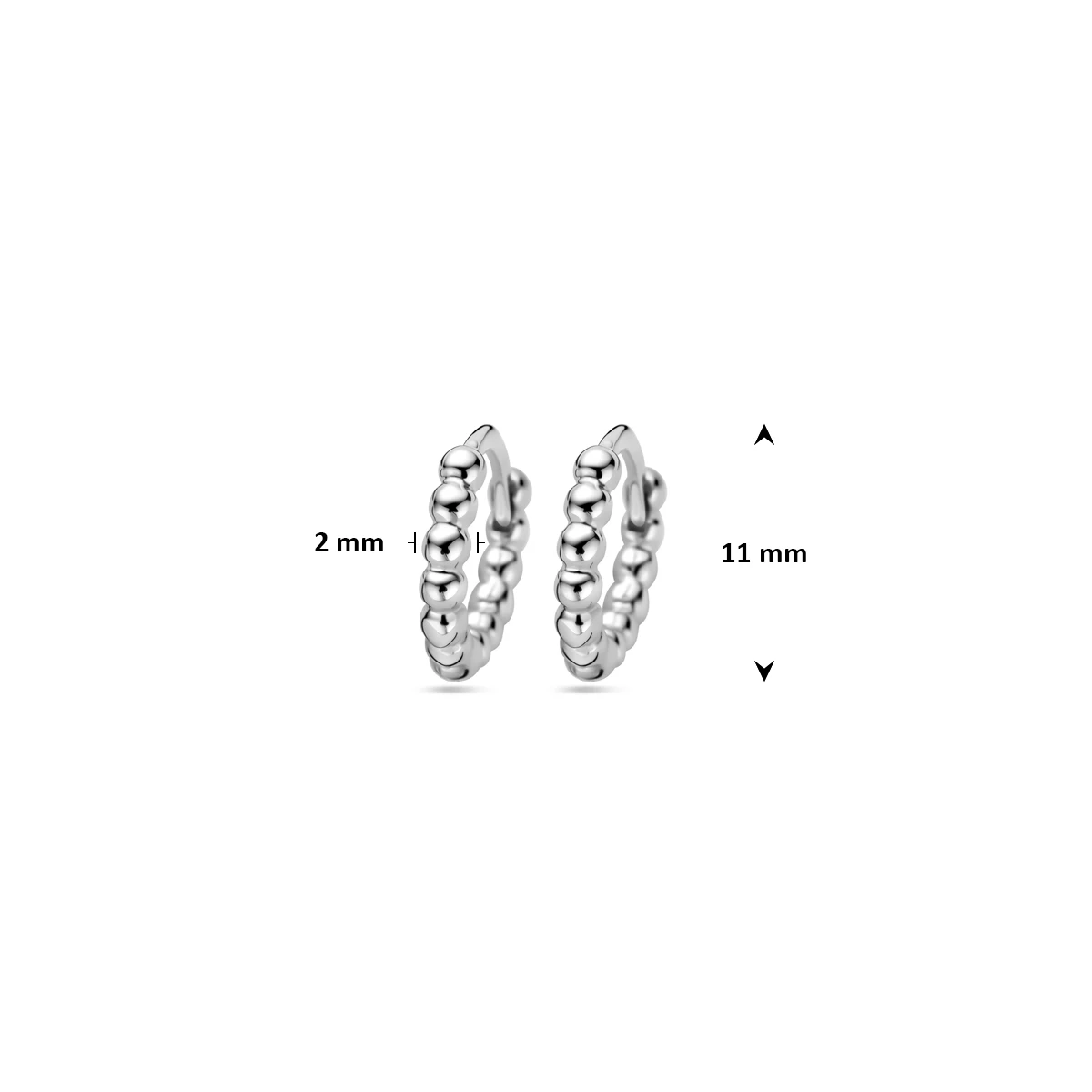 klapoorringen 11 mm zilver gerhodineerd