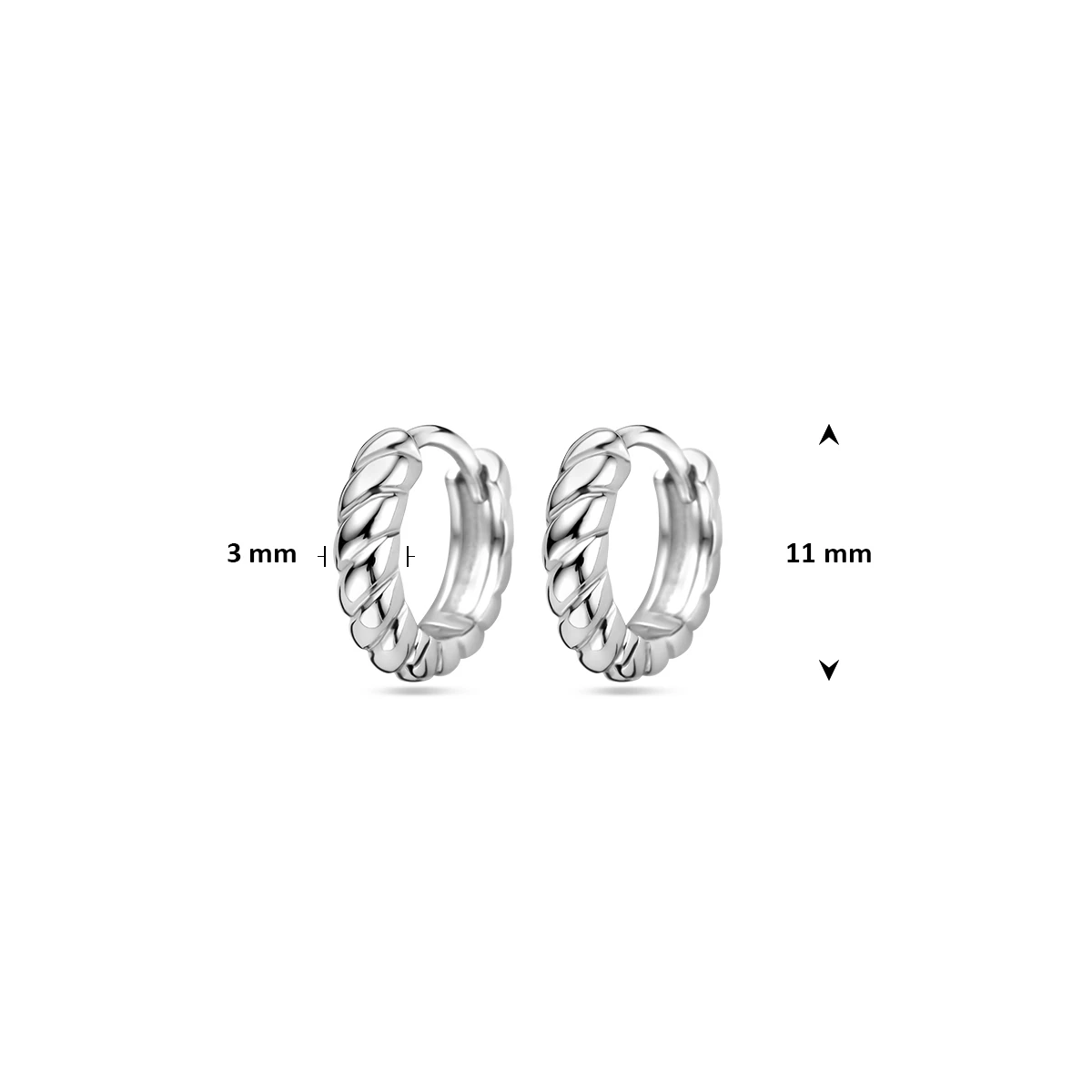 klapoorringen 11 mm zilver gerhodineerd