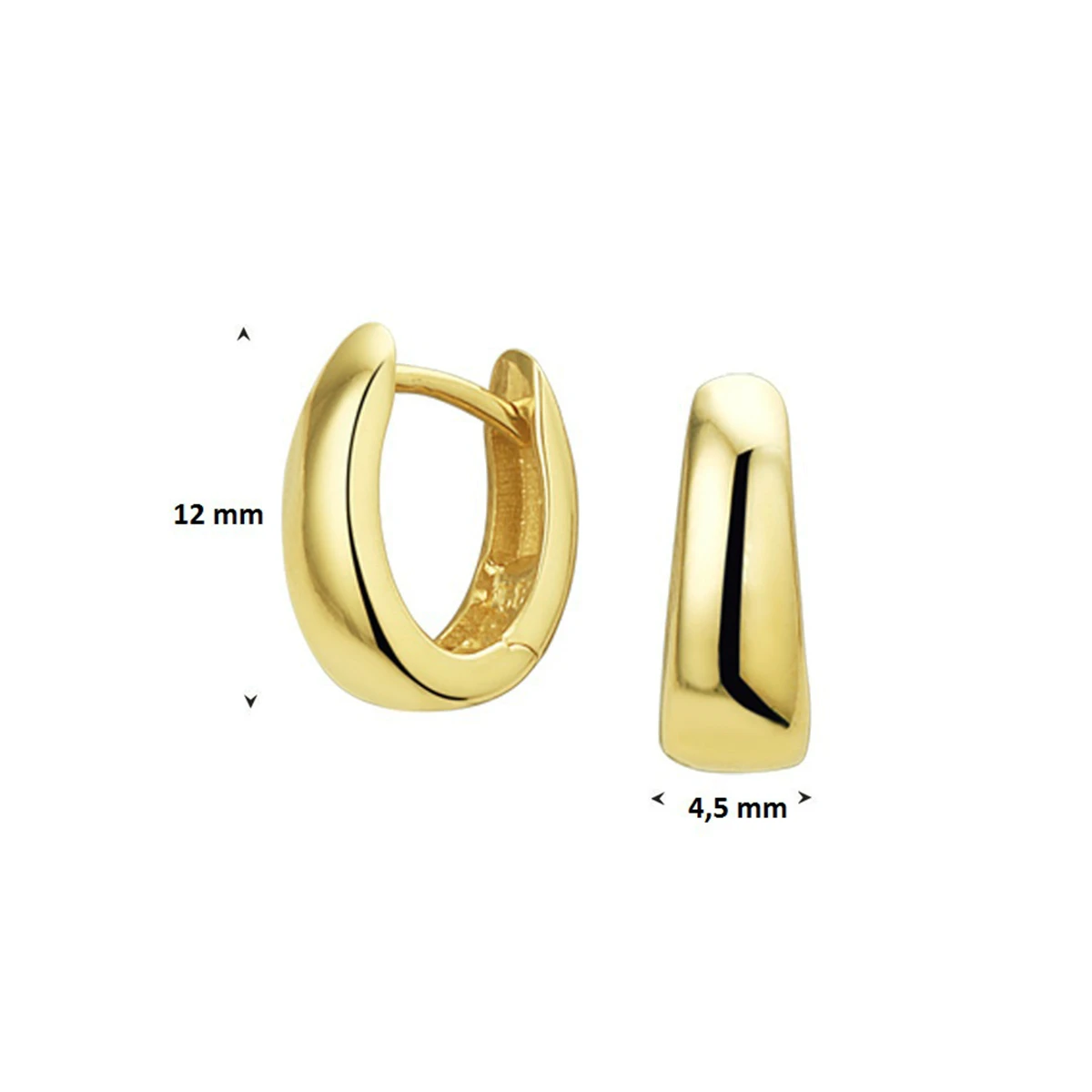 klapoorringen 12 mm 14K geelgoud