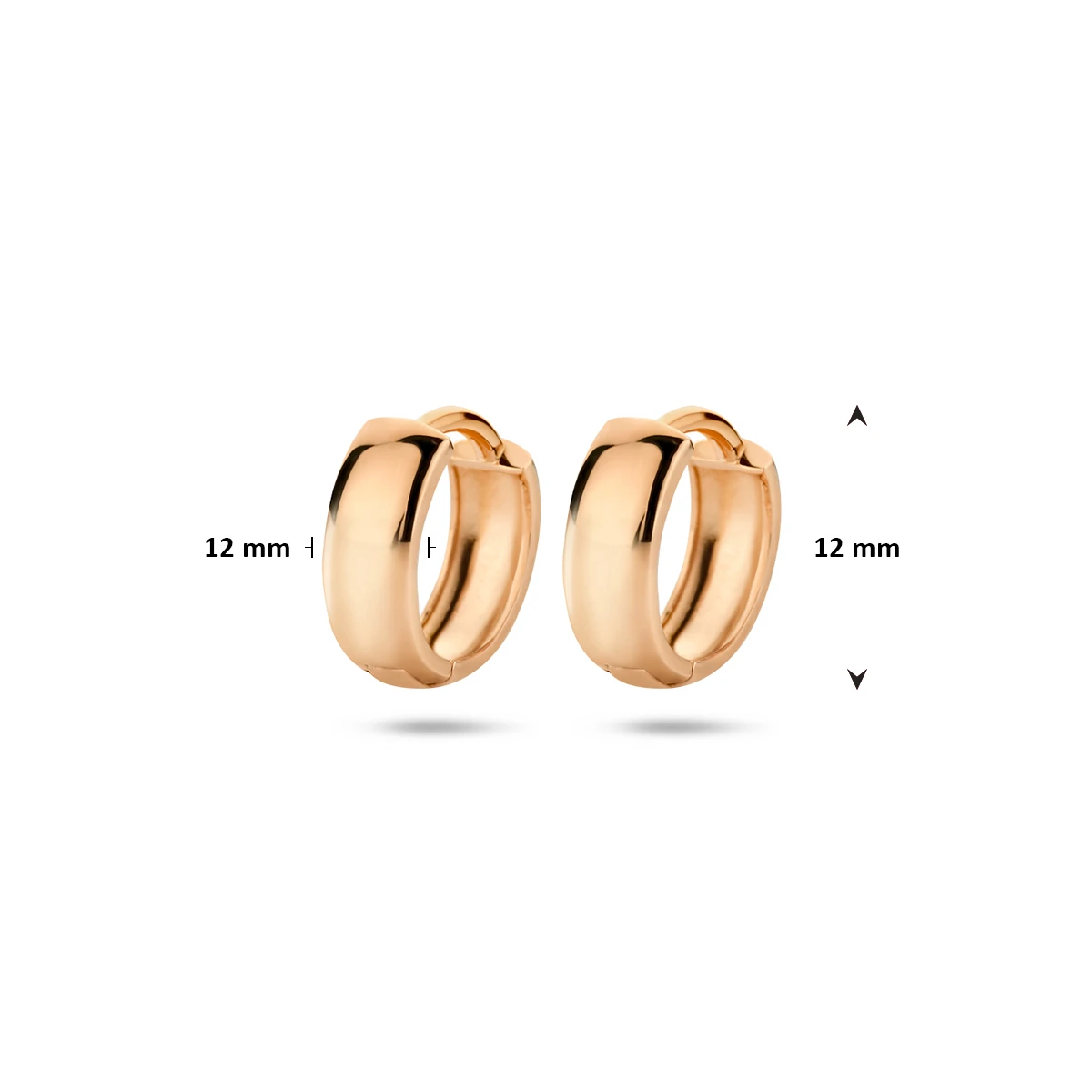 klapoorringen 12 mm 14K roségoud