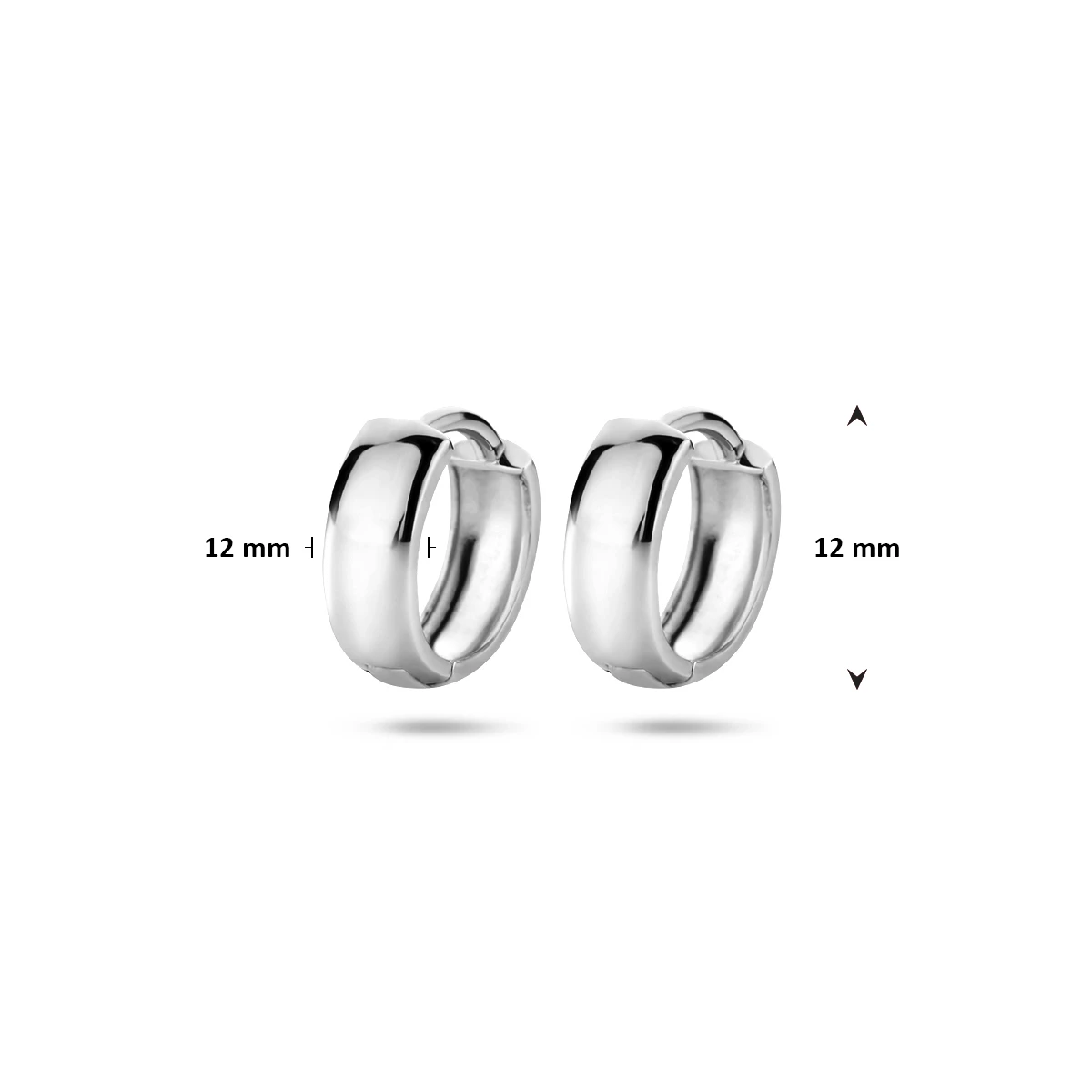klapoorringen 12 mm 14K witgoud