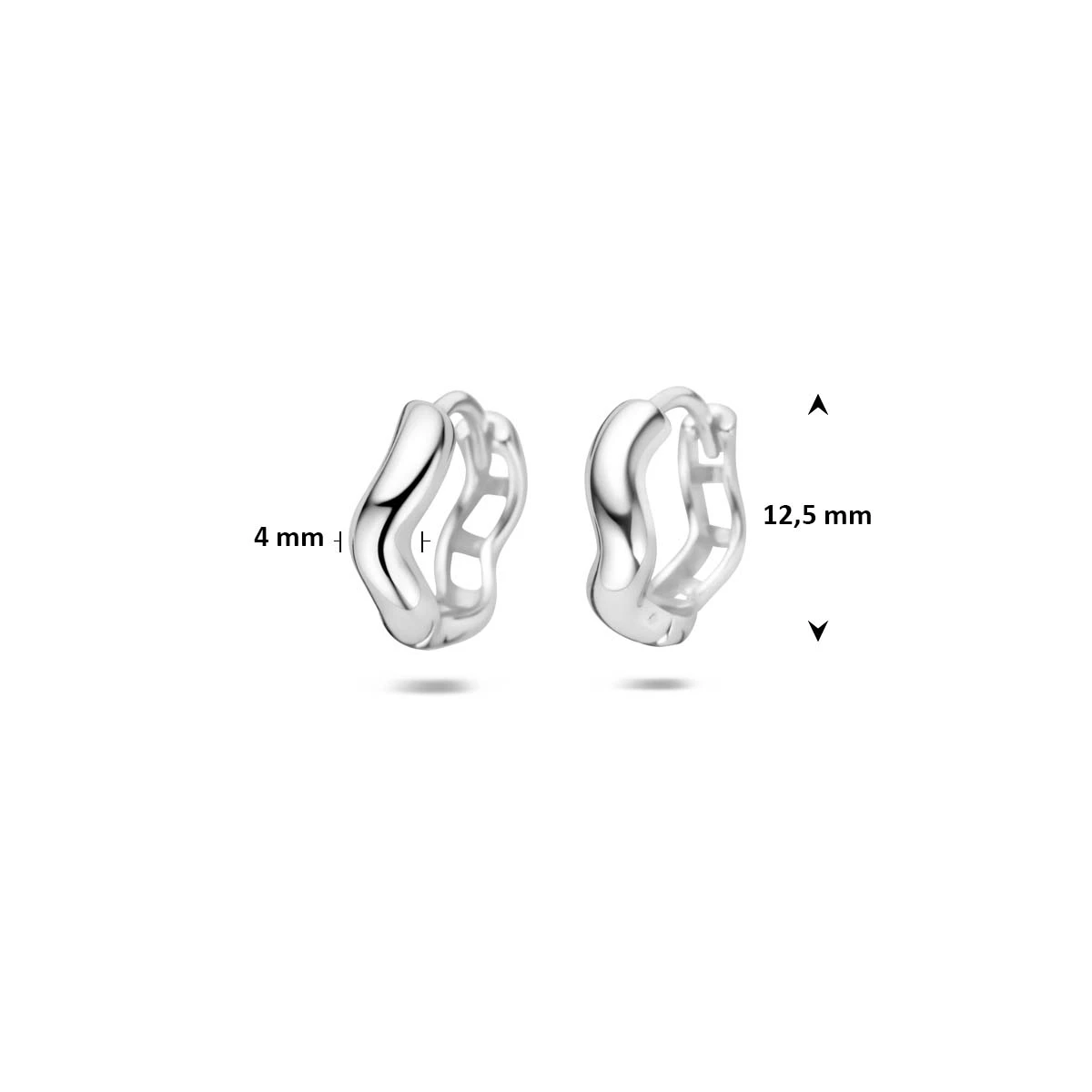 klapoorringen 12,5 mm zilver gerhodineerd