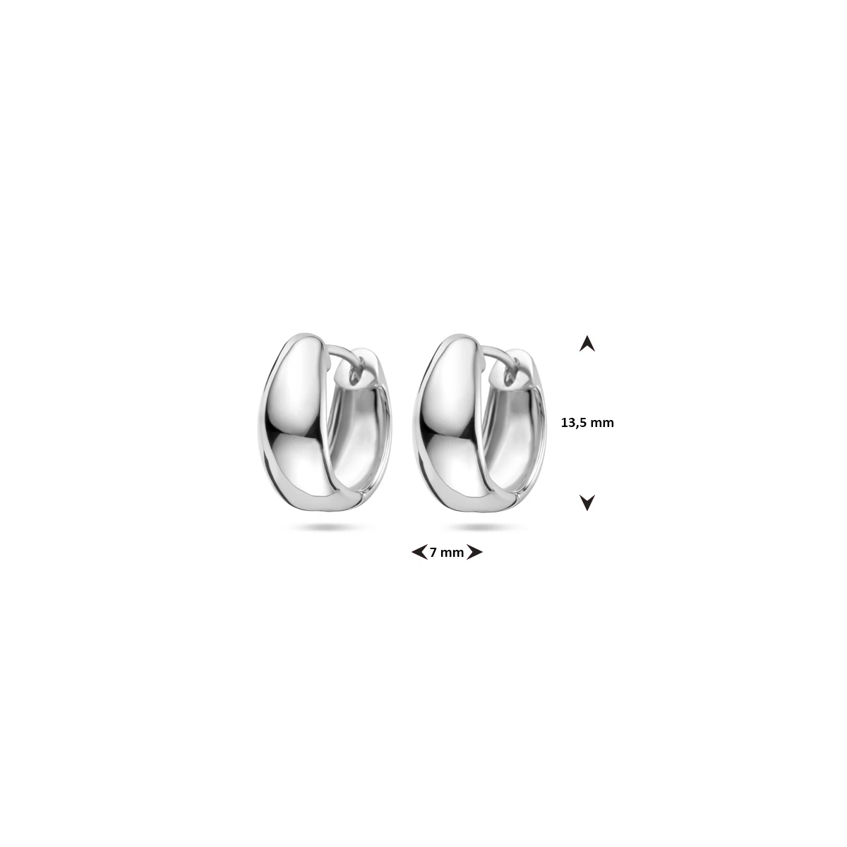 klapoorringen 13,5 mm zilver gerhodineerd