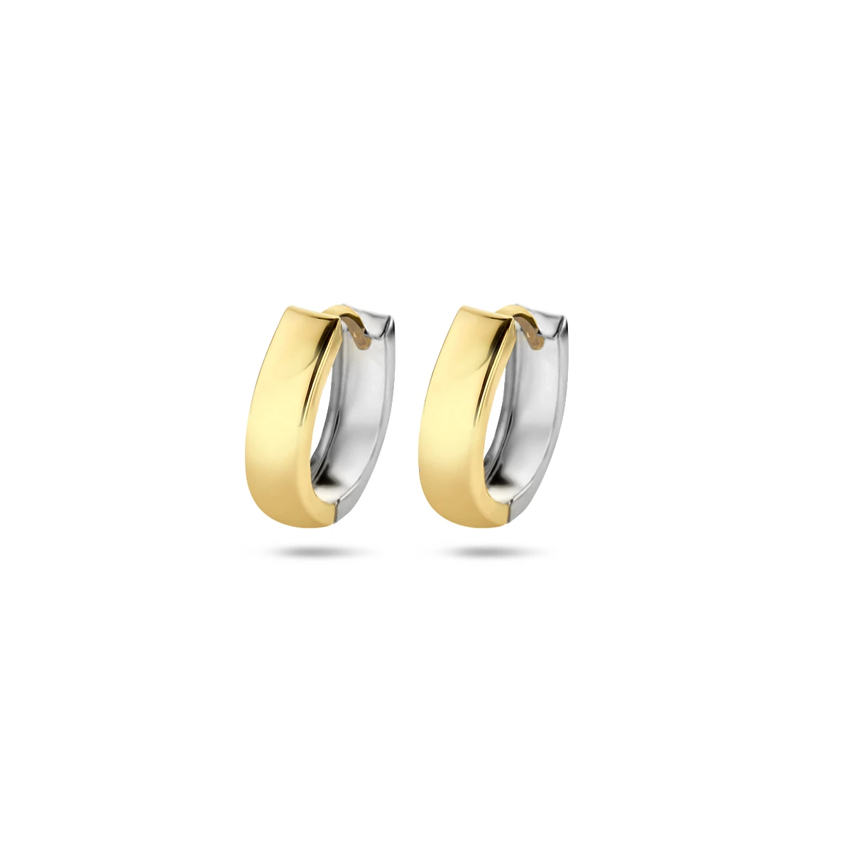 klapoorringen 14K bicolor goud geel/wit