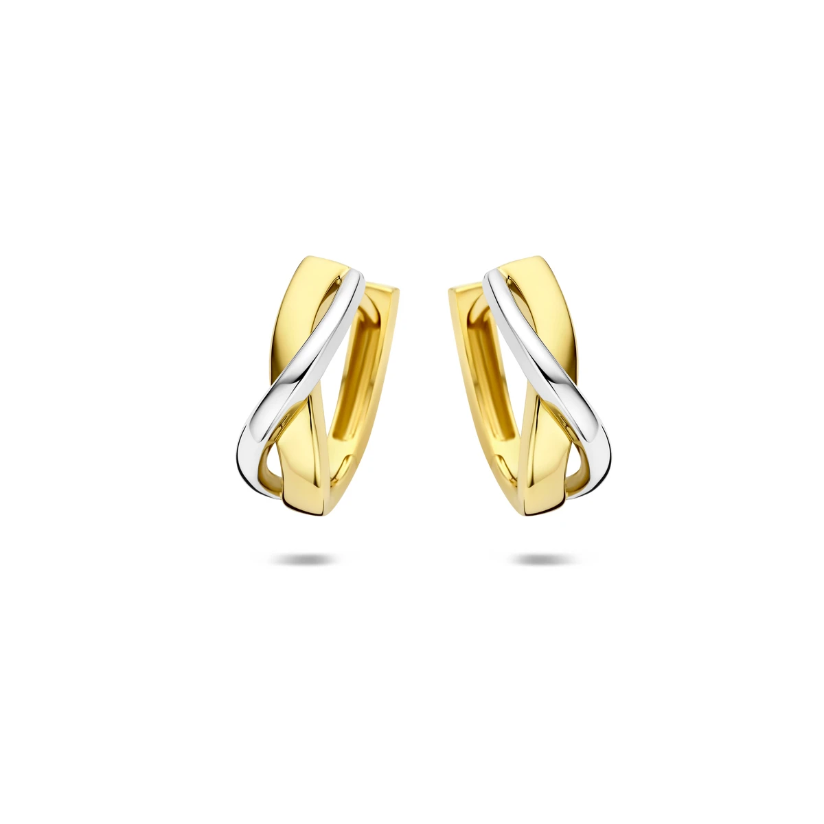 klapoorringen 14K bicolor goud geel/wit