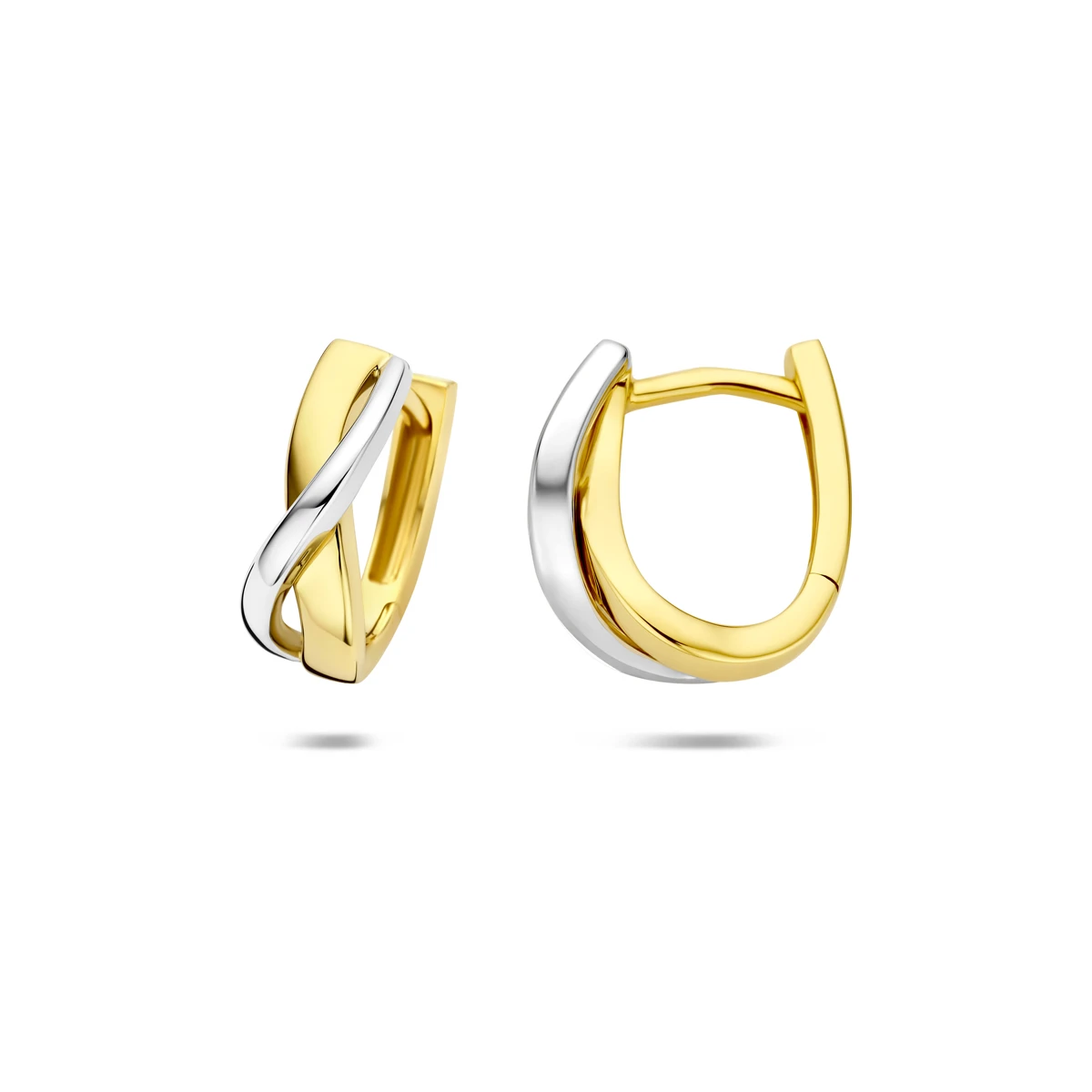 klapoorringen 14K bicolor goud geel/wit