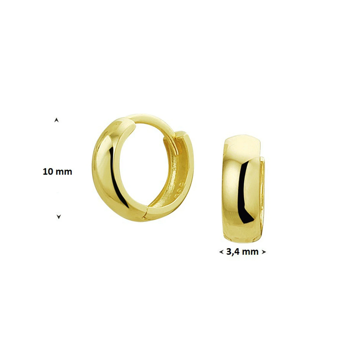 klapoorringen 10 mm 14K geelgoud