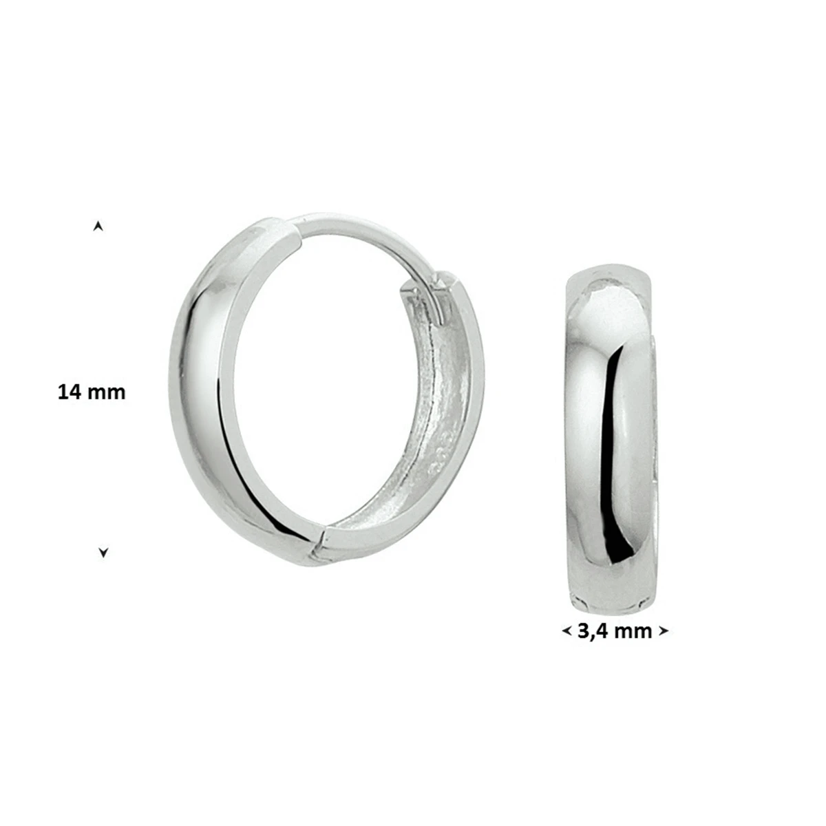 klapoorringen 14K witgoud