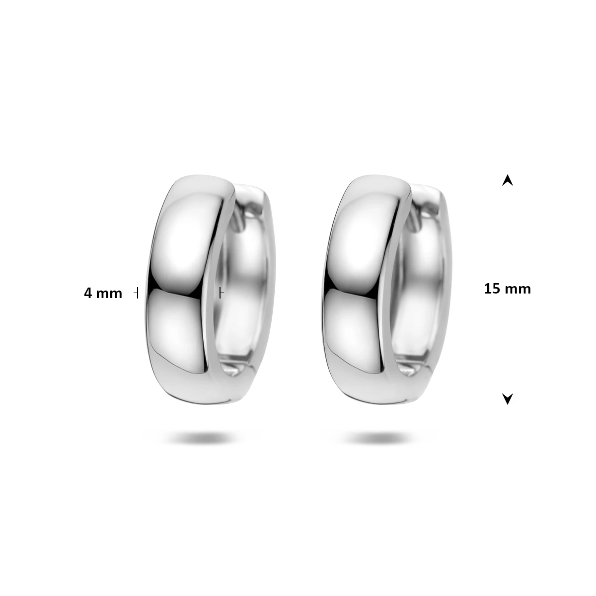 klapoorringen 15 mm zilver gerhodineerd