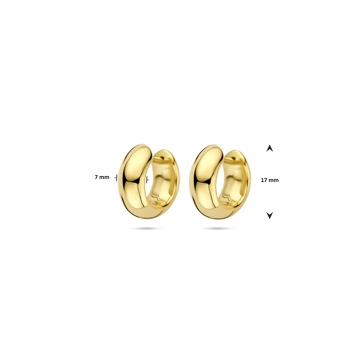 klapoorringen 17 mm 14K geelgoud