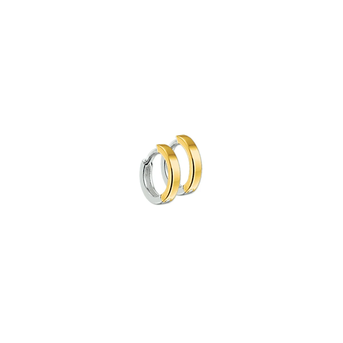 klapoorringen 1,8 mm vlak 14K bicolor goud geel/wit