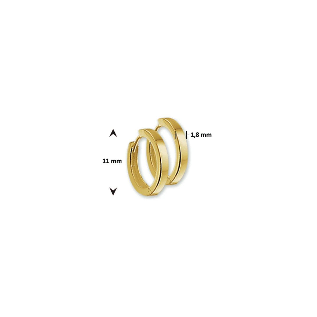 klapoorringen 1,8 mm vlak 14K geelgoud