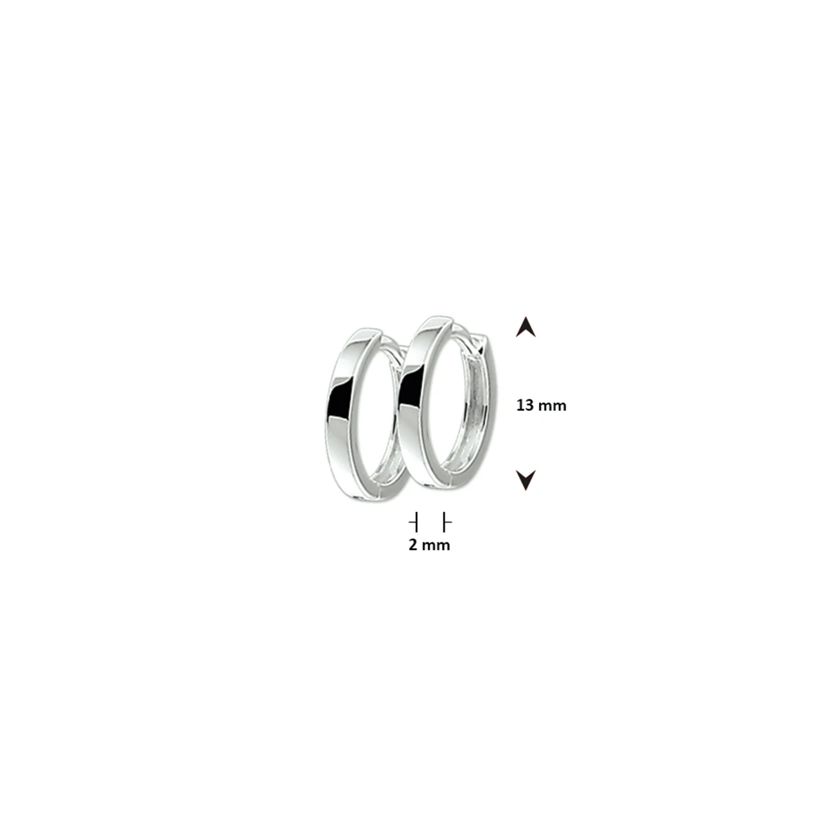klapoorringen 2 mm vlak zilver wit