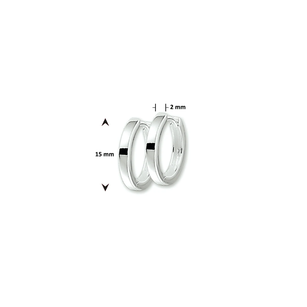 klapoorringen 2 mm vlak zilver wit