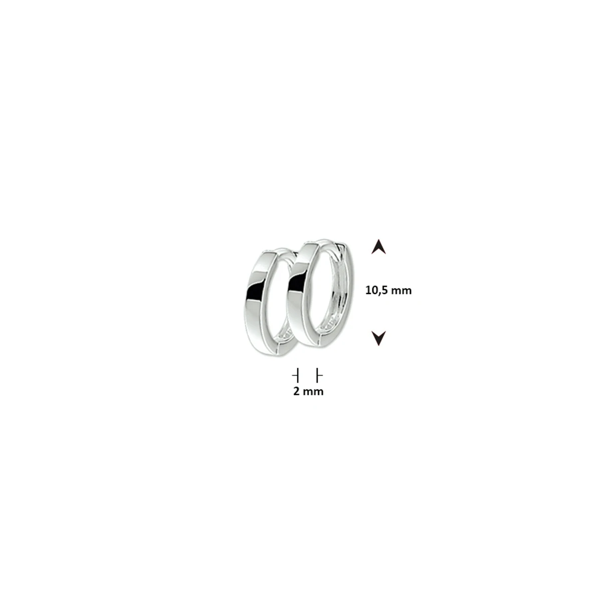 klapoorringen 2 mm vlak zilver wit