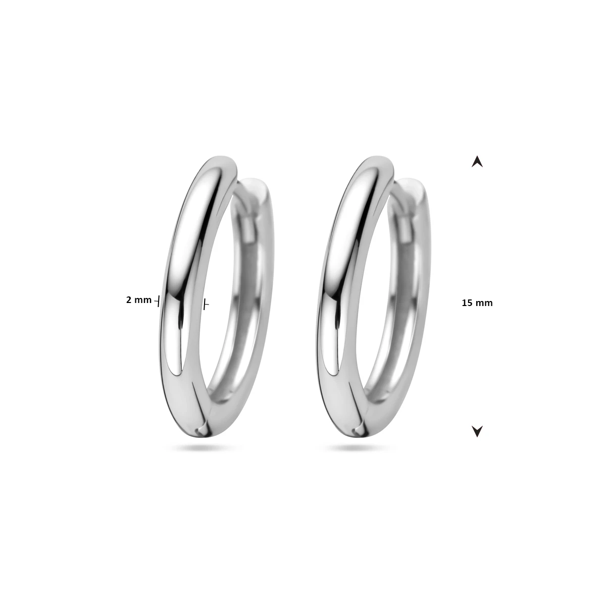 klapoorringen 2,0 mm zilver gerhodineerd