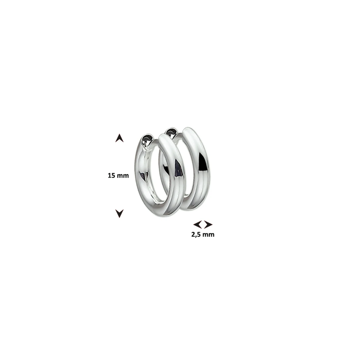 klapoorringen 2,5 mm rond zilver wit