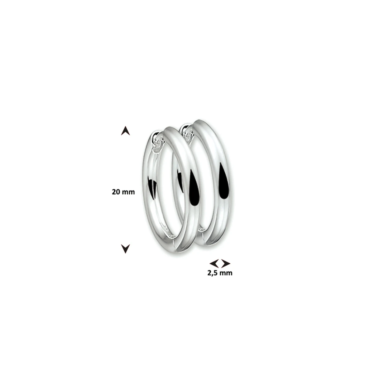 klapoorringen 2,5 mm rond zilver wit