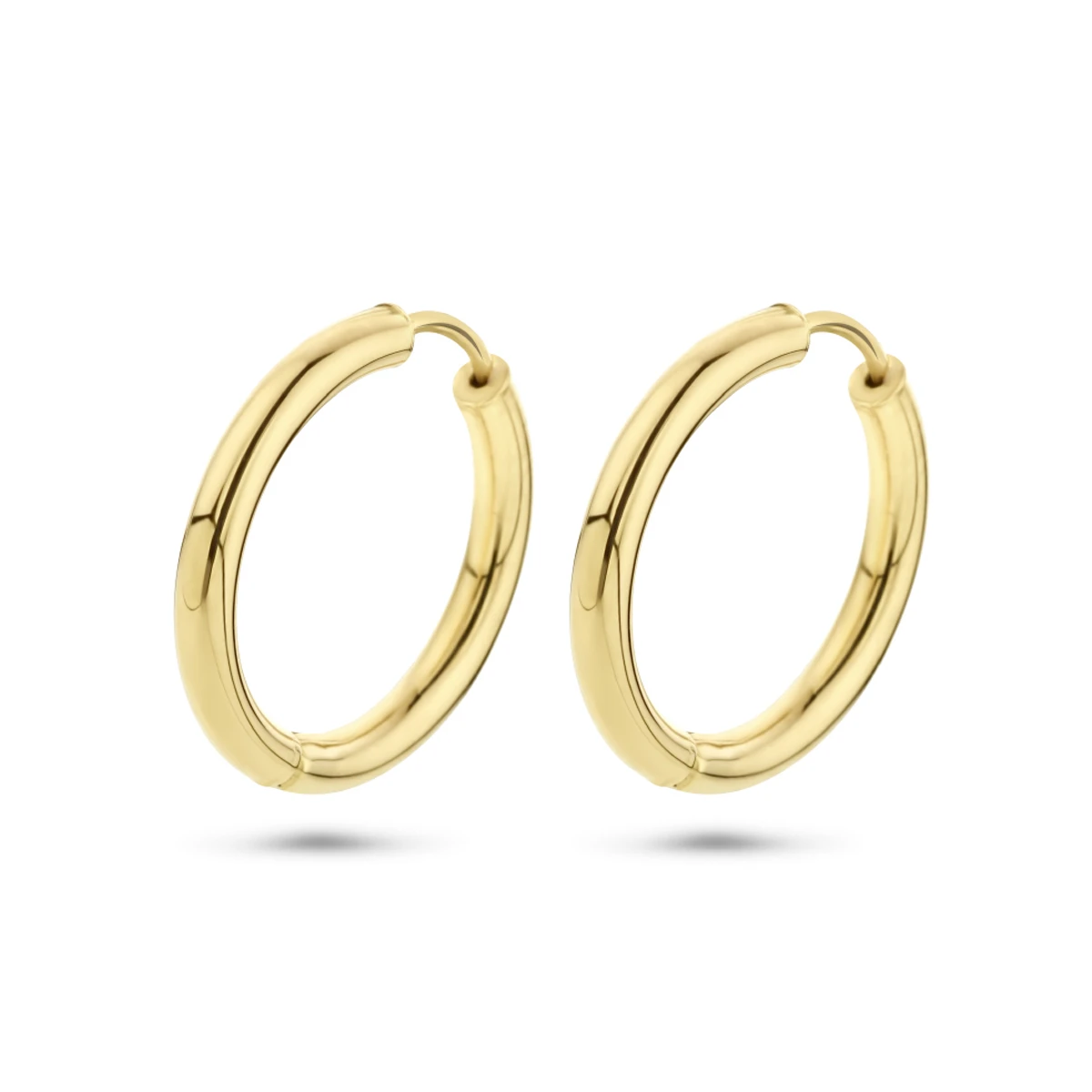 klapoorringen 2,5 mm ronde buis 14K geelgoud