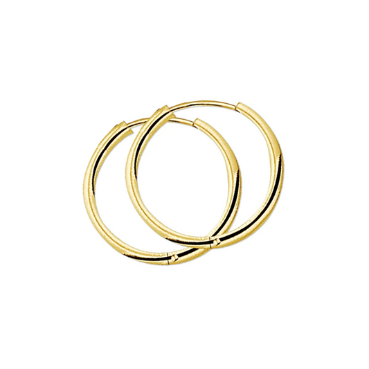 klapoorringen 2,5 mm ronde buis 14K geelgoud