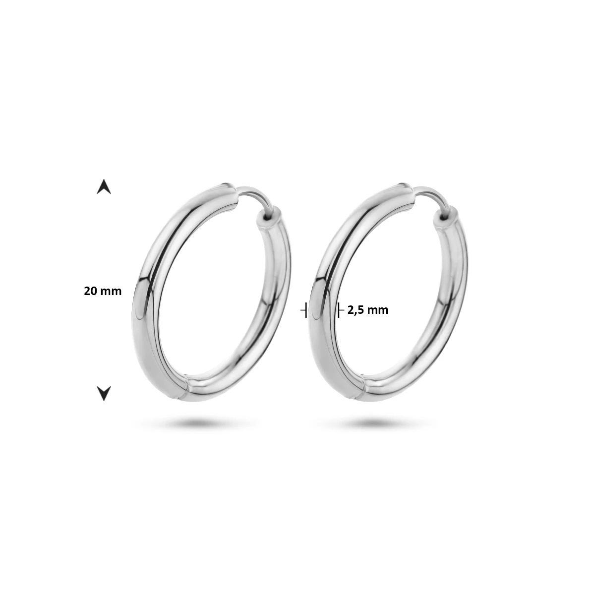 klapoorringen 2,5 mm ronde buis 14K witgoud