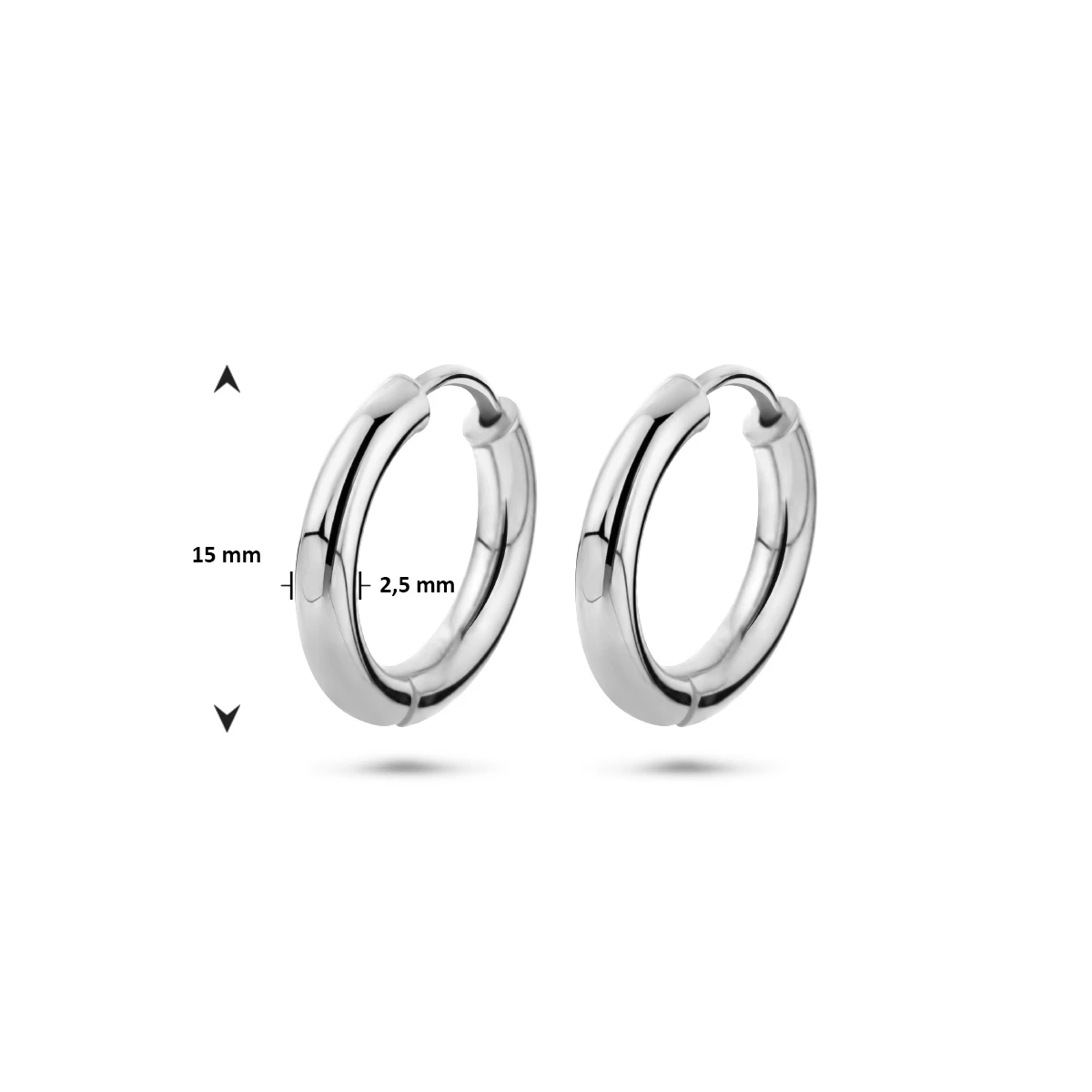 klapoorringen 2,5 mm ronde buis 14K witgoud