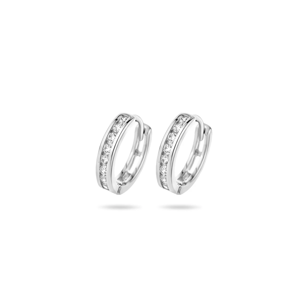 klapoorringen 2,5 mm zirkonia zilver gerhodineerd