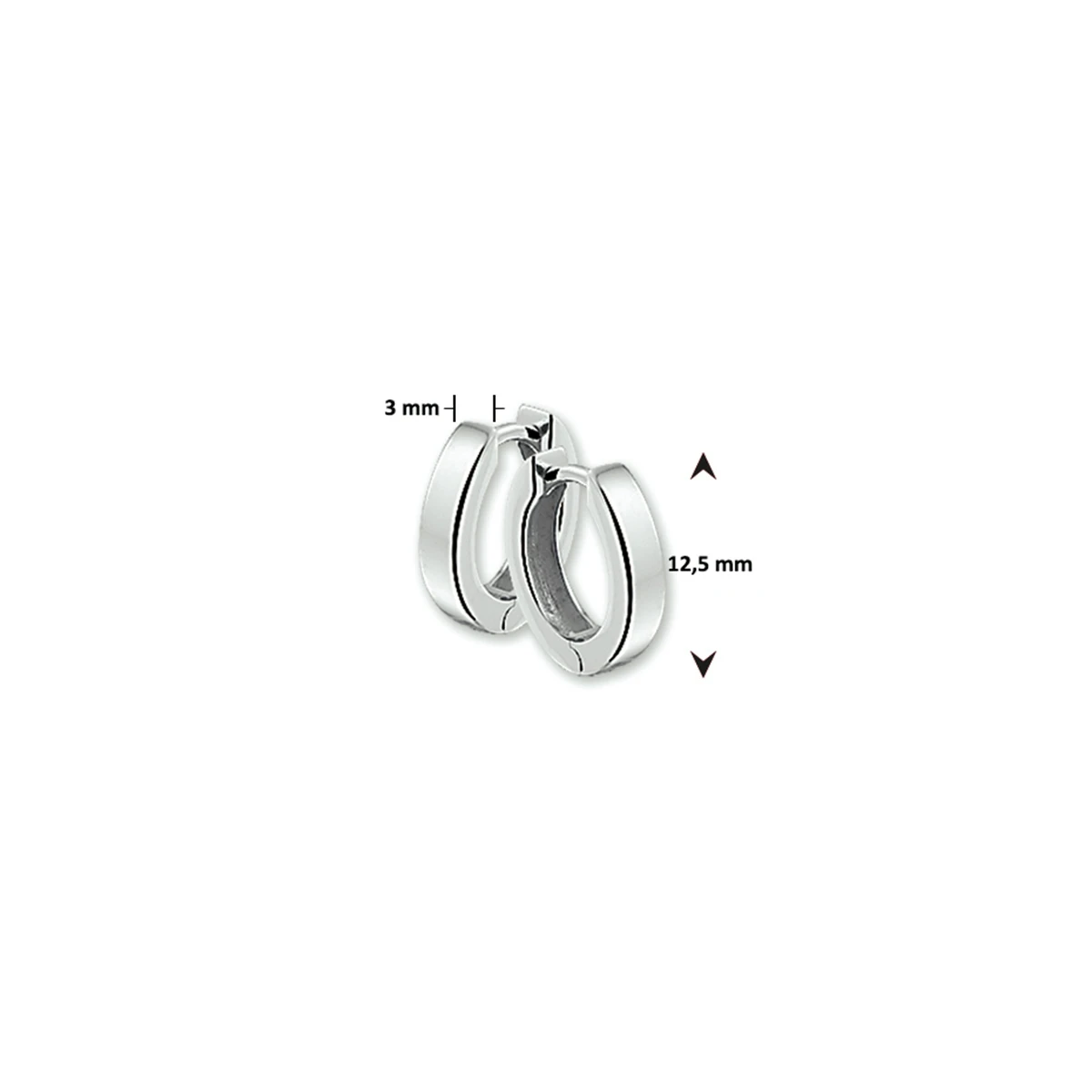 klapoorringen 3 mm vlak zilver gerhodineerd