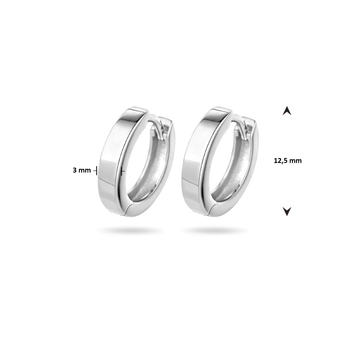 klapoorringen 3 mm vlak zilver gerhodineerd