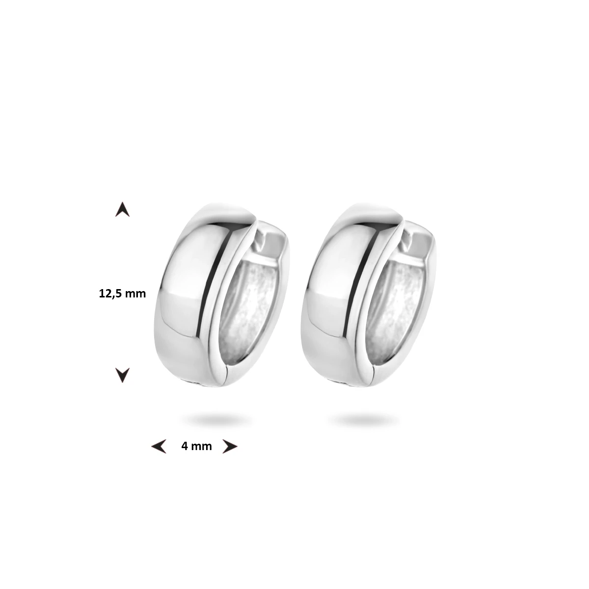 klapoorringen 4 mm bol zilver gerhodineerd