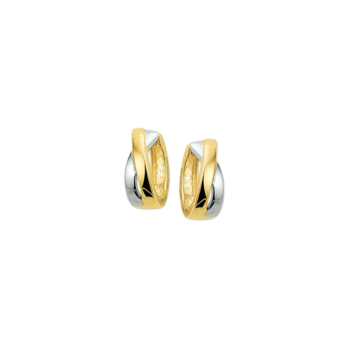 klapoorringen 4,0 mm 14K bicolor goud geel/wit