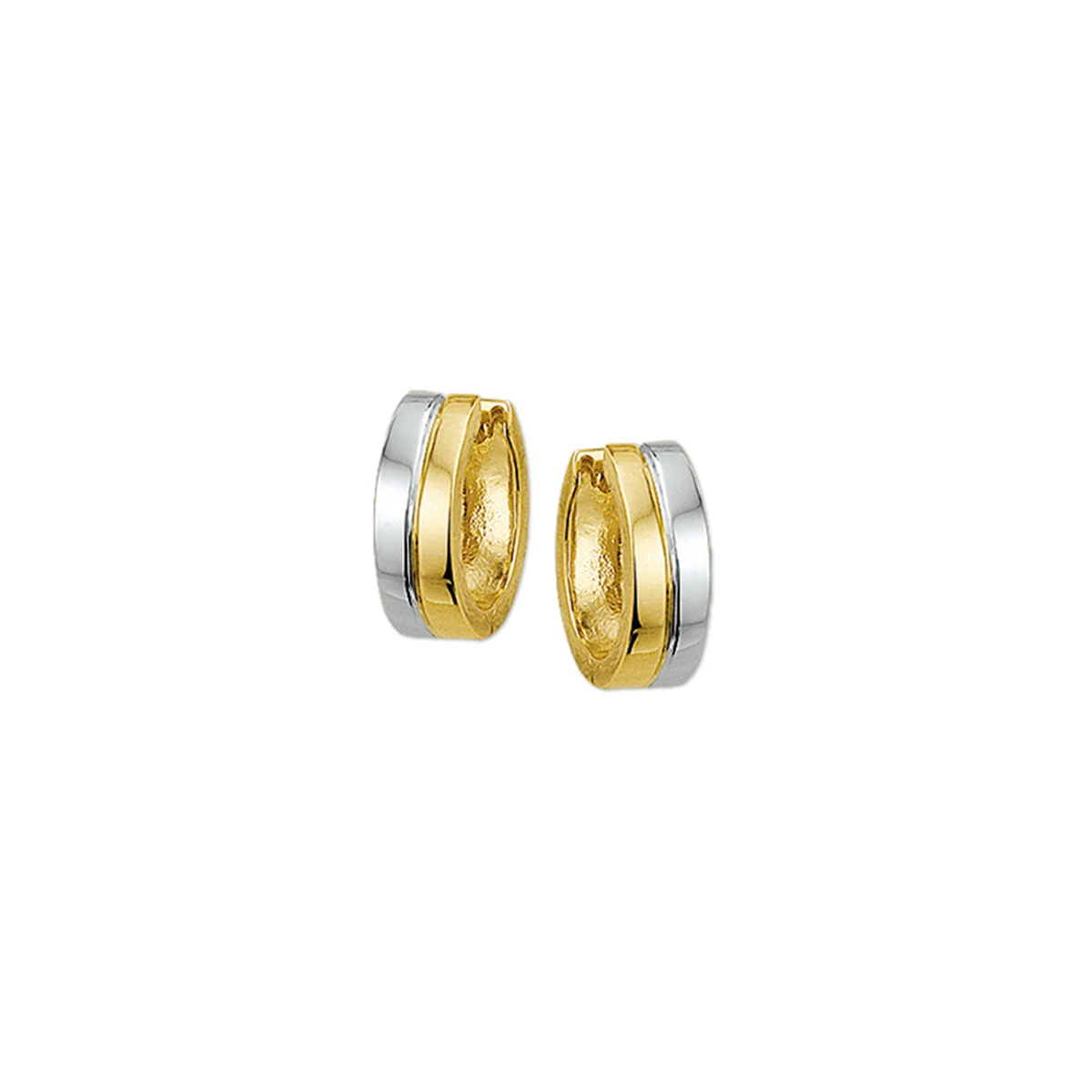 klapoorringen 4,5 mm vlak 14K bicolor goud geel/wit