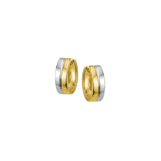 klapoorringen 4,5 mm vlak 14K bicolor goud geel/wit