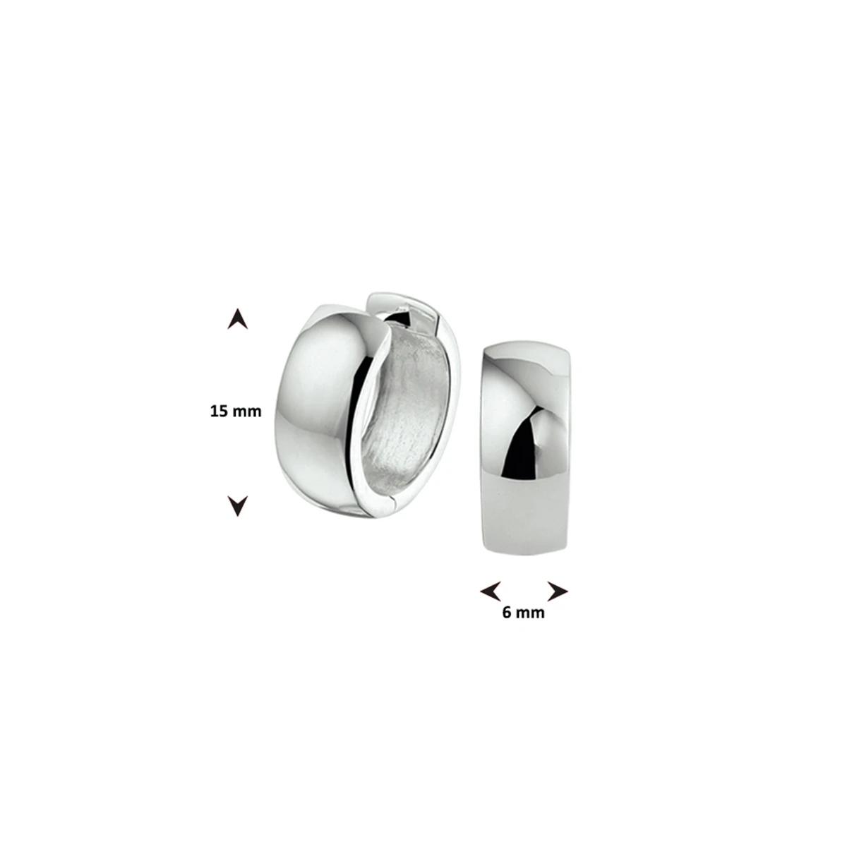 klapoorringen 6 mm bol zilver wit